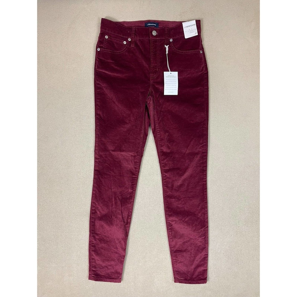 JCREW 9" high-rise toothpick jean in velvet Adult 27 Crimson Maple Womens NWT